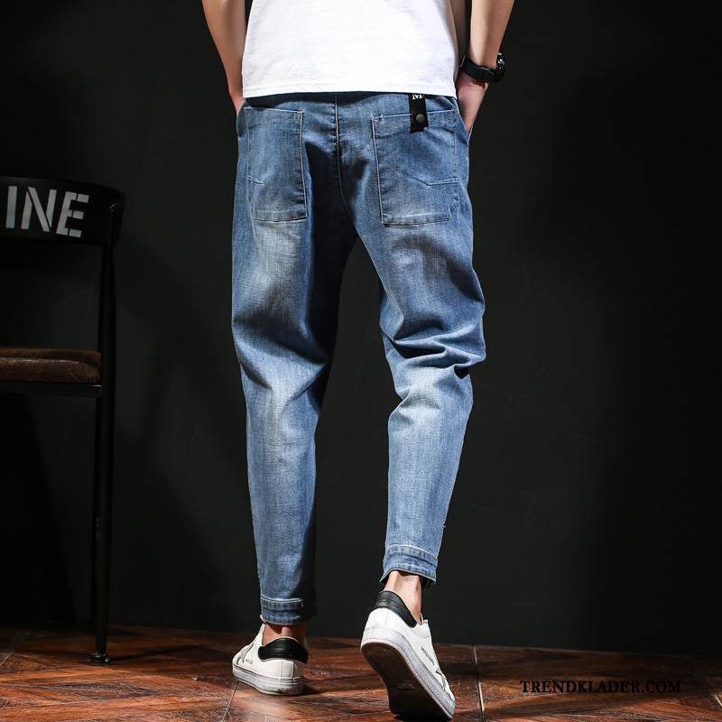 Jeans Herr Stretch Lösa 2018 Hip-hop Trend Varumärke Harlan Mörk Blå