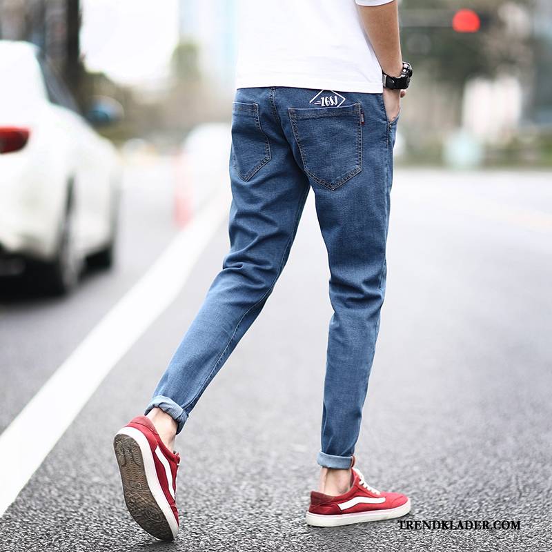 Jeans Herr Stretch Slim Fit Trend Adolescens Broderi Harlan Svart