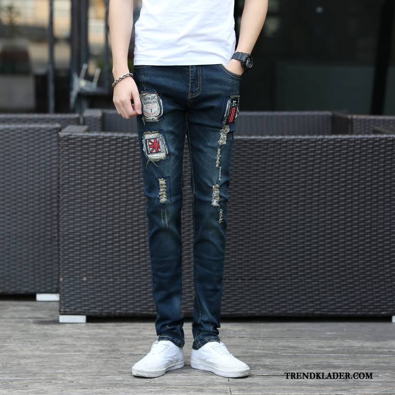 Jeans Herr Vår Byxor Trend Stretch Cigarettbyxor Slim Fit Grå