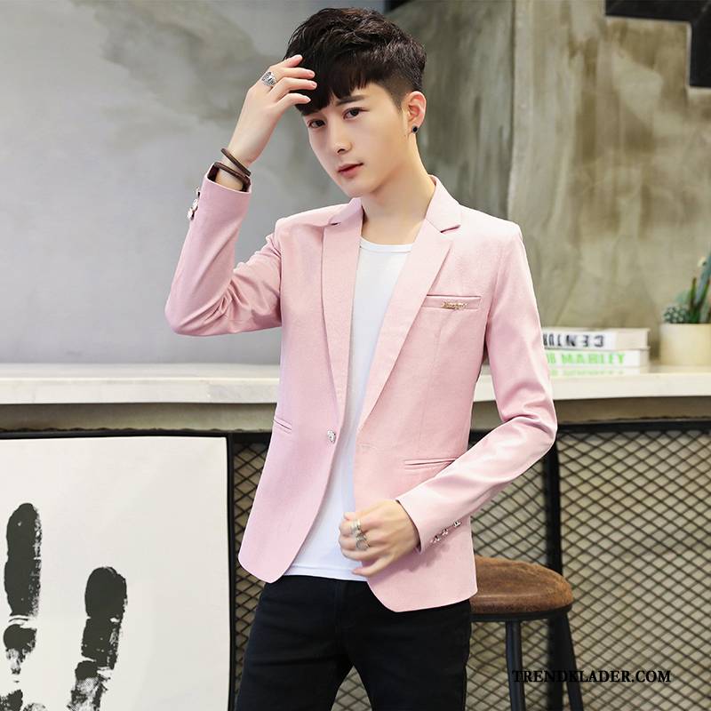 Kavaj Herr 2018 Adolescens Kostym Trend Vacker Blazer Rosa