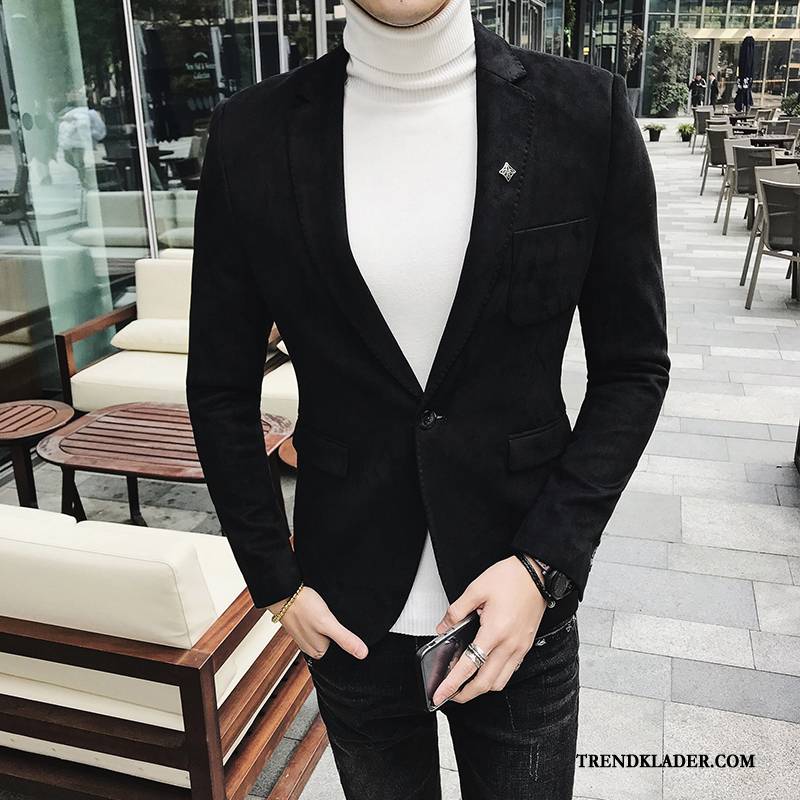 Kavaj Herr Casual Kostym 2018 Blazer Trend Kashmir Grå