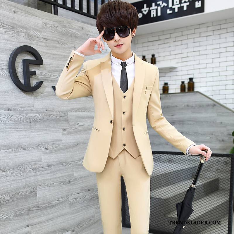 Kostym Herr Blazer Vacker Casual Student Trend Slim Fit Khaki