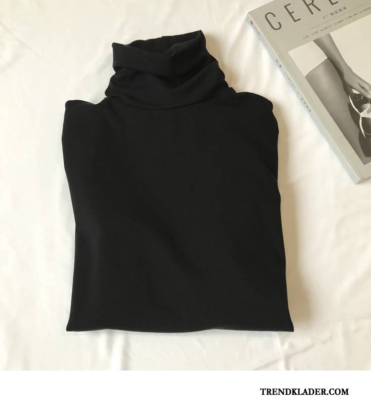 Långärmad T-shirt Dam Vår Bekväm Höst Bottenskjorta Hög Krage Slim Fit Till