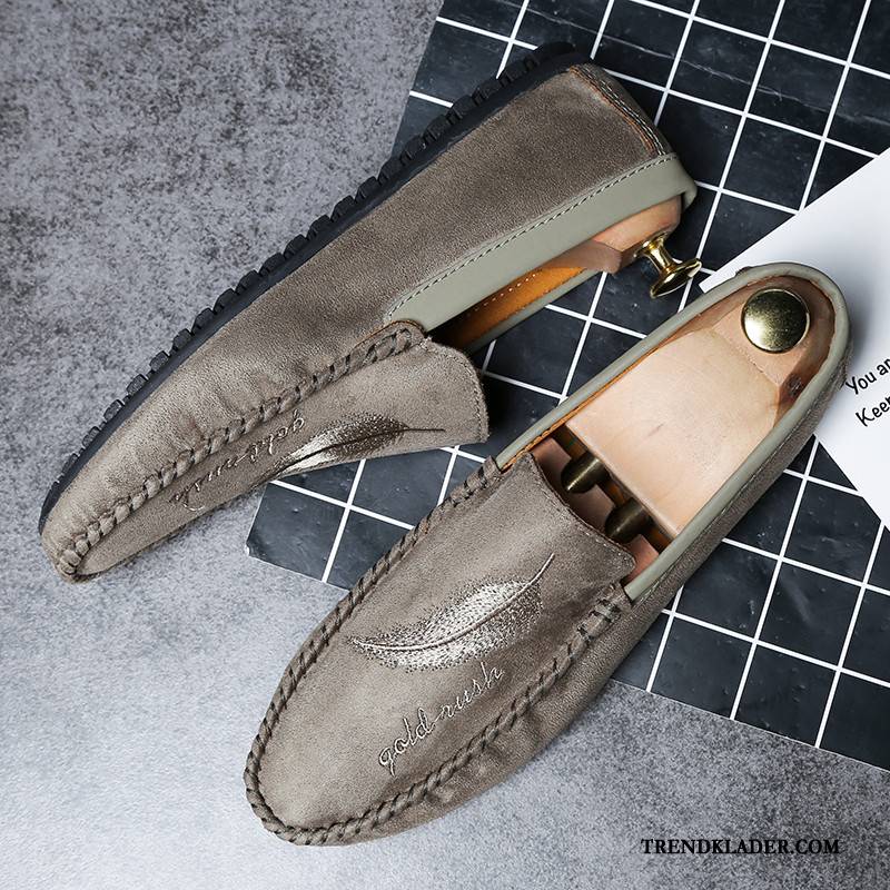 Mockasiner Herr 2018 Loafer Andningsbar Casual Trend Vår Brun