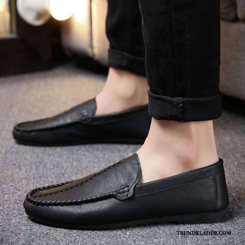 Mockasiner Herr Casual Loafer Skor Slip On Båtskor Vår Svart