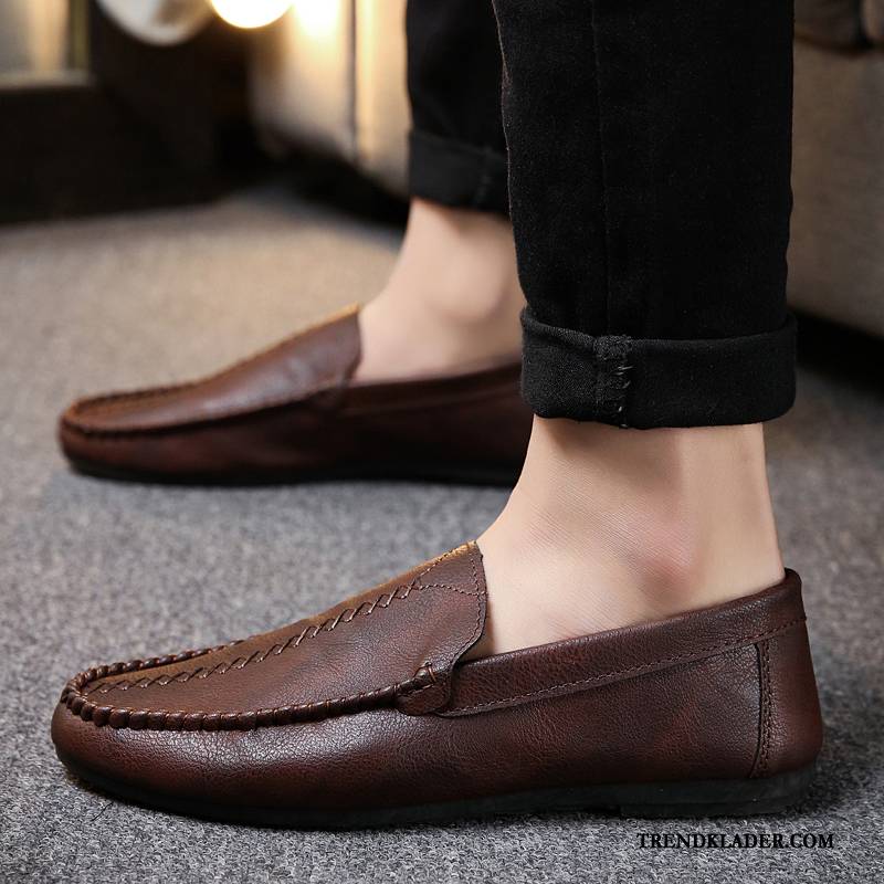 Mockasiner Herr Casual Loafer Skor Slip On Båtskor Vår Svart