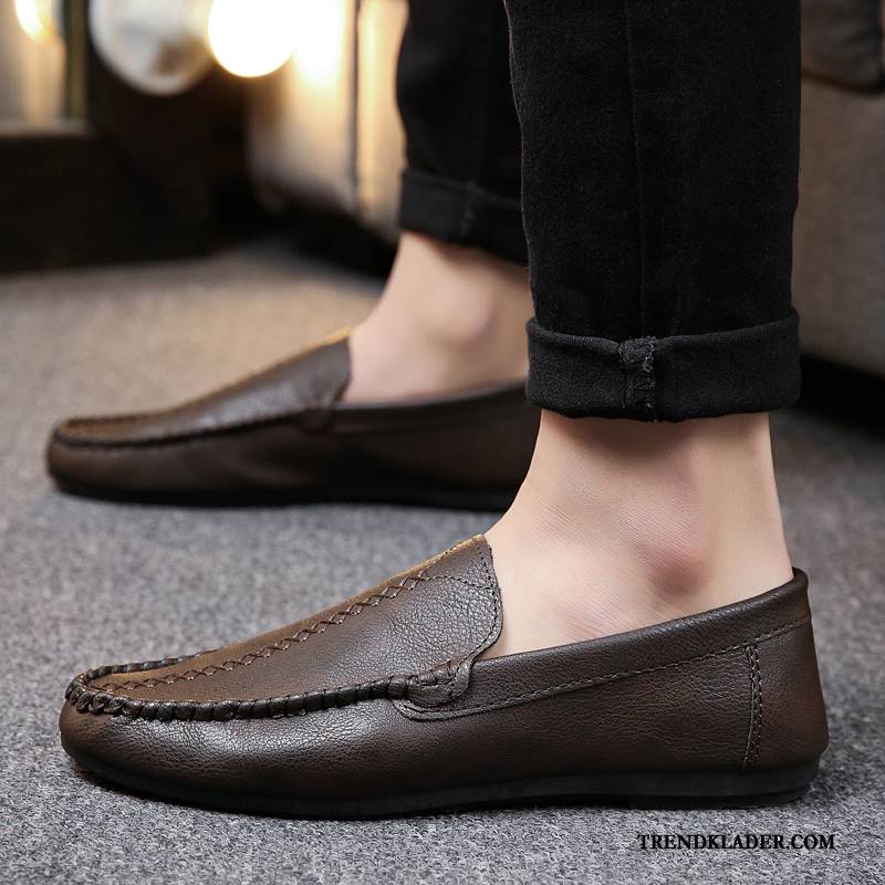 Mockasiner Herr Casual Loafer Skor Slip On Båtskor Vår Svart