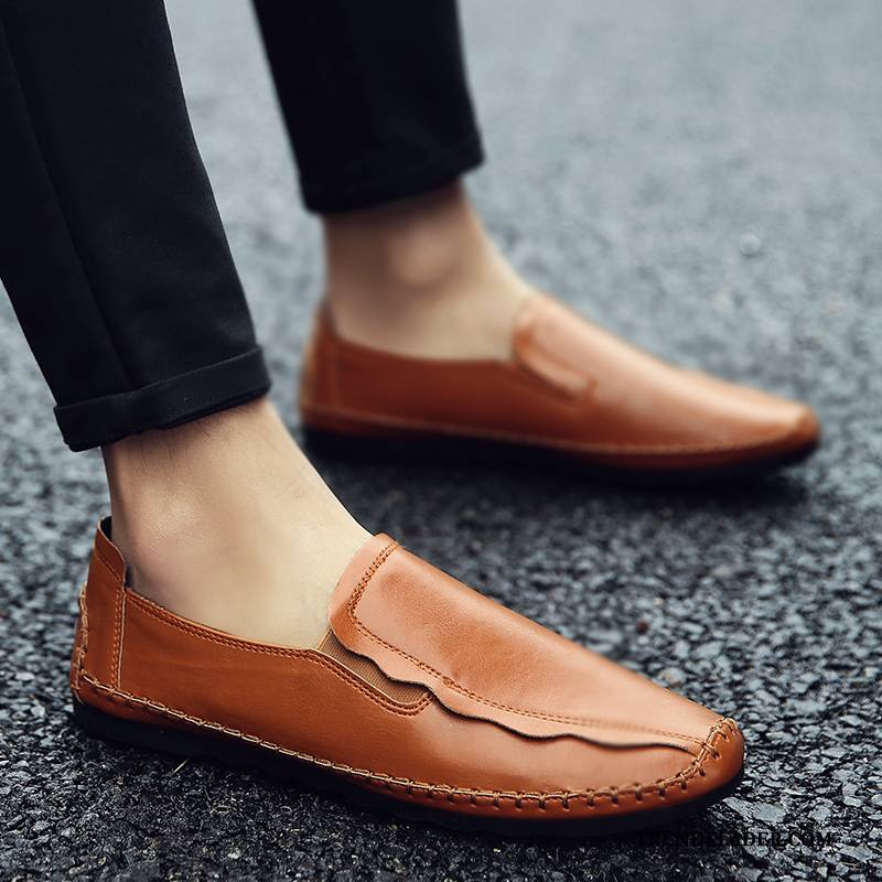 Mockasiner Herr Casual Vår Läderskor Loafer Trend Båtskor Svart