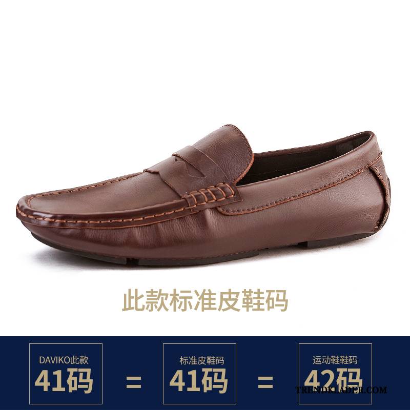 Mockasiner Herr Loafers Trend Äkta Läder Båtskor Allt Matchar Casual Svart