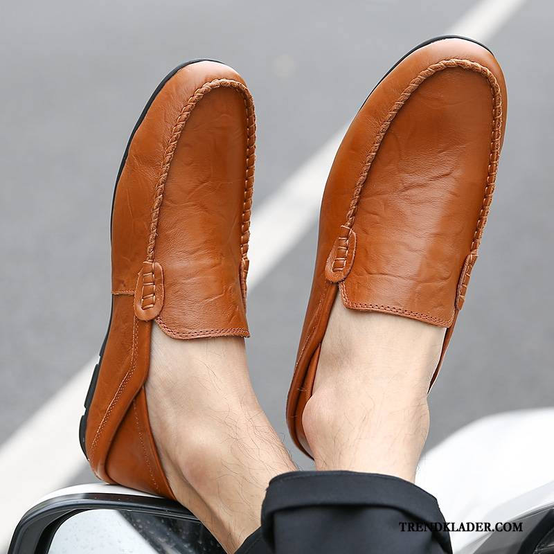 Mockasiner Herr Läderskor Andningsbar Casual Mjuka Slip On Trend Gul