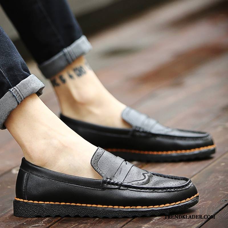 Mockasiner Herr Läderskor Vår Tygskor Loafer Slip On Trend Brun