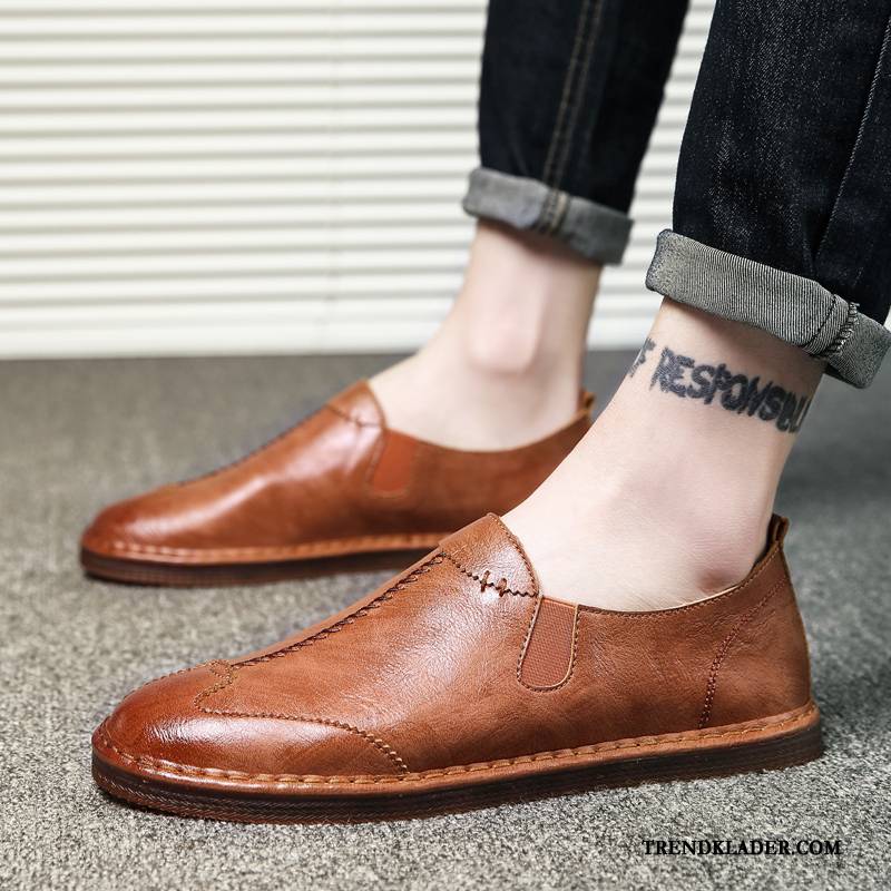 Mockasiner Herr Skor Slip On Trend Läderskor Casual Loafer Brun