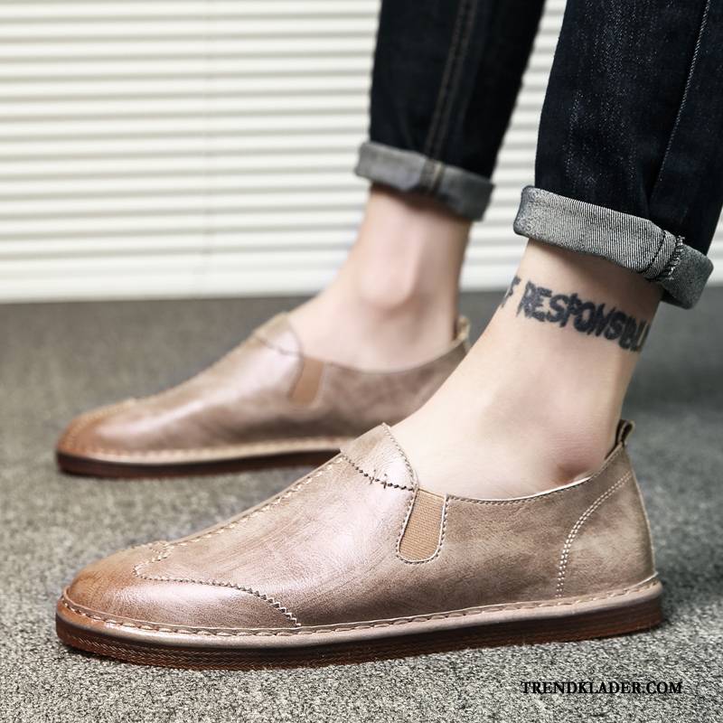 Mockasiner Herr Skor Slip On Trend Läderskor Casual Loafer Brun