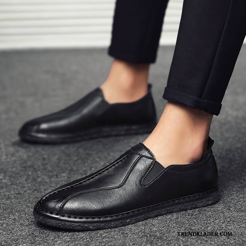 Mockasiner Herr Sommar Trend 2018 Slip On Loafer Läderskor Svart