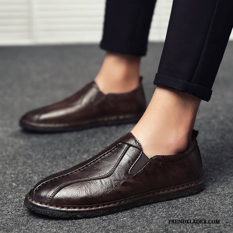 Mockasiner Herr Sommar Trend 2018 Slip On Loafer Läderskor Svart