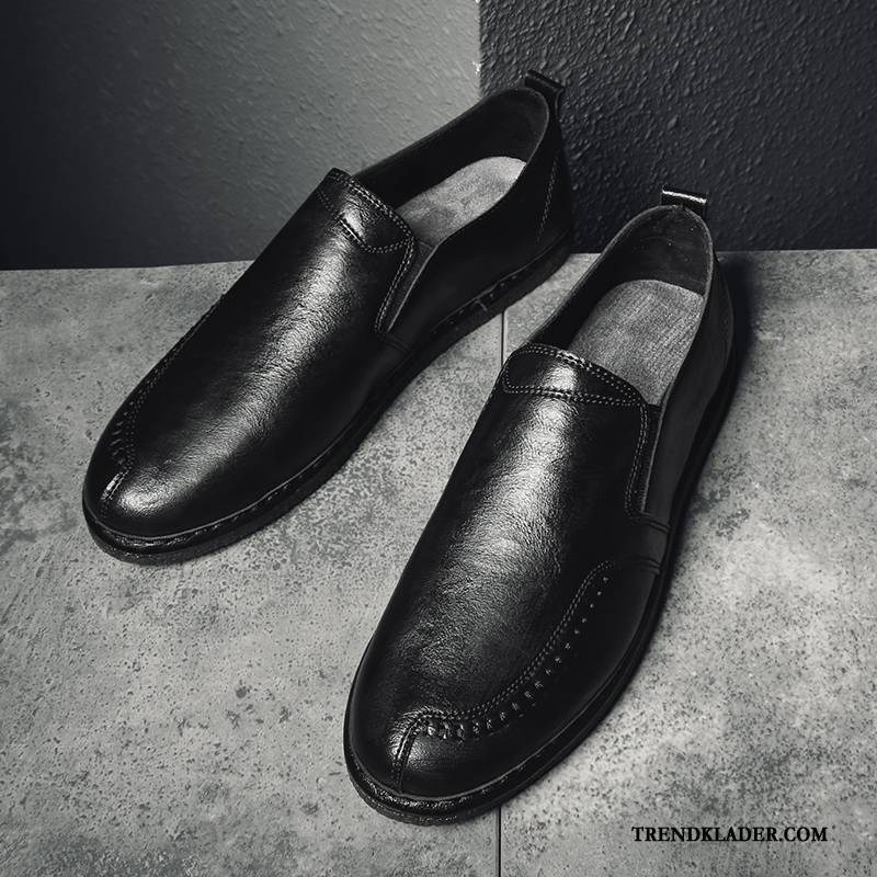 Mockasiner Herr Vår Loafer British Trend Läderskor Slip On Svart