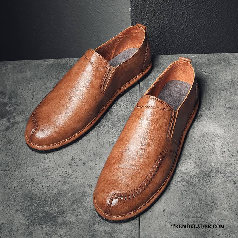 Mockasiner Herr Vår Loafer British Trend Läderskor Slip On Svart