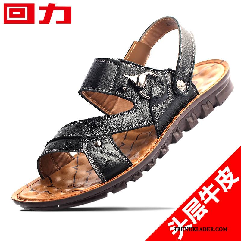 Sandaler Sandaletter Herr Skor Sport Casual Läder 2018 Sommar Svart