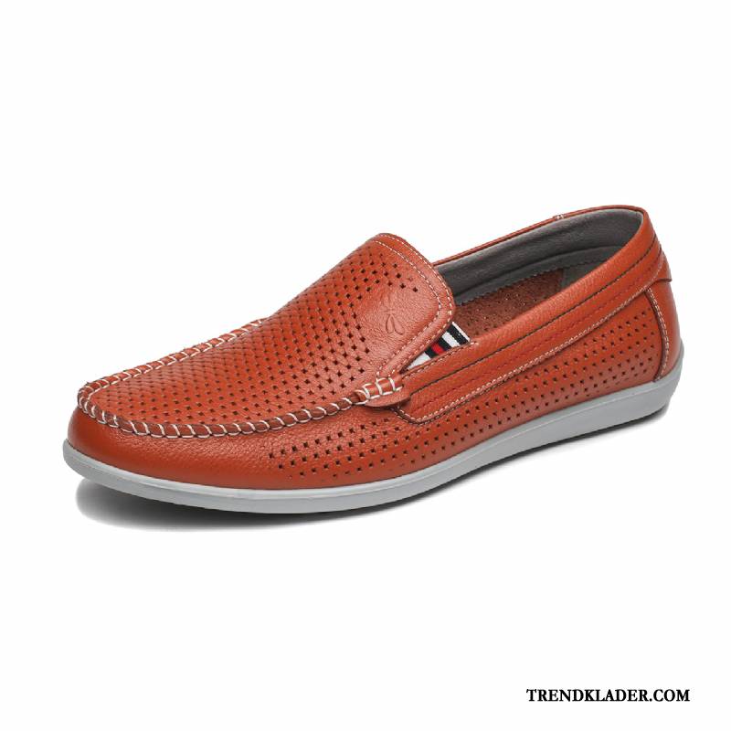 Sandaler Sandaletter Herr Trend Läderskor Casual Mode Båtskor Låga Skor Grå Röd