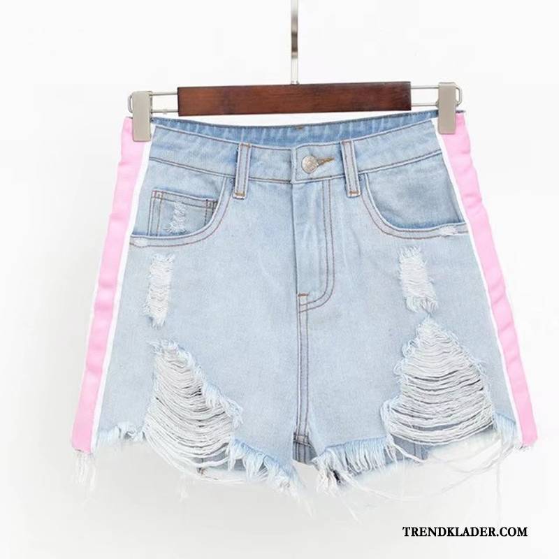 Shorts Dam Denim Lösa Kortbyxor Sommar Tunn Hög Midja Ljus Svart