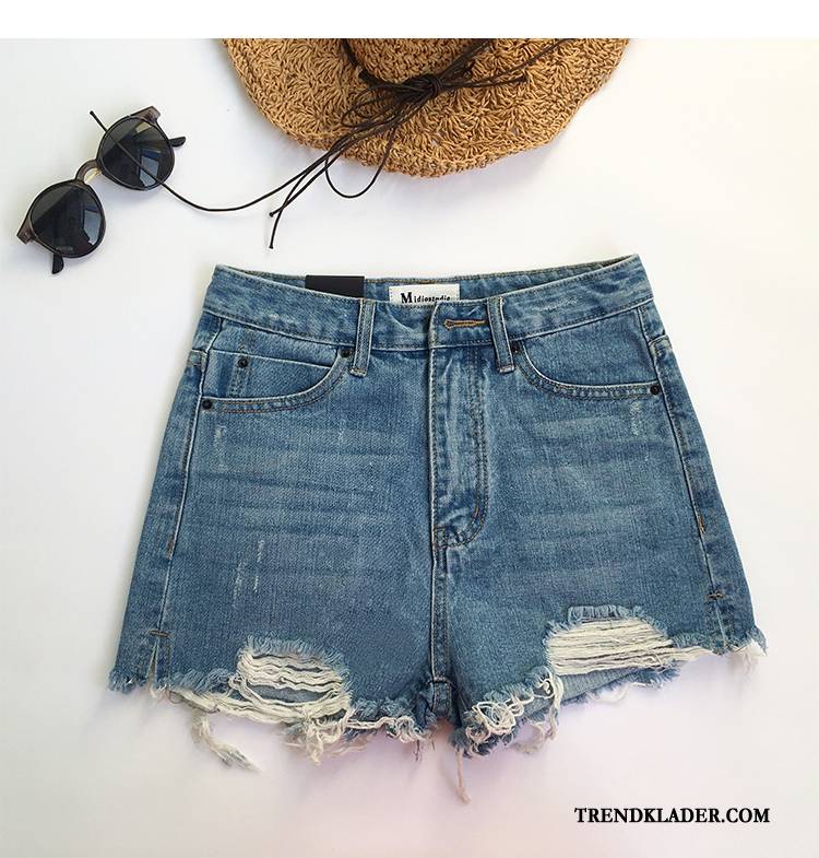 Shorts Dam Hål Hög Midja Denim Vintage Sommar Ny Svart