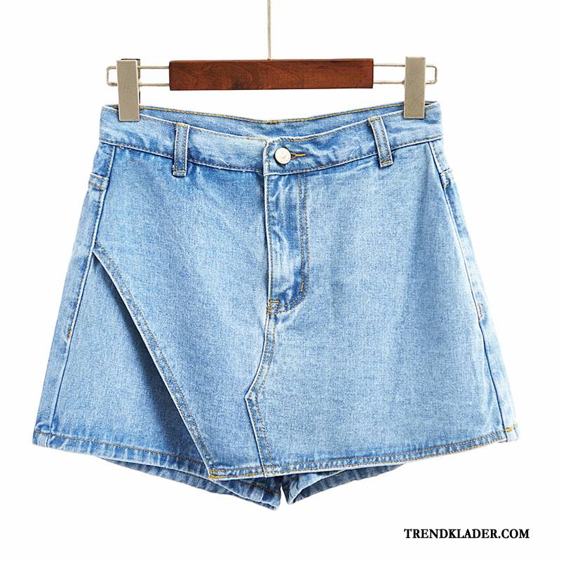 Shorts Dam Ny Kjol Halv Kropp Vår Denim Hög Midja Mörkblå