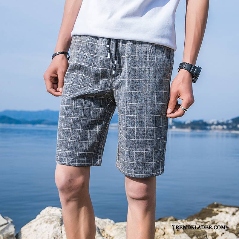 Shorts Herr Adolescens Casual Byxor Slim Fit Stranden Sommar Kortbyxor Himmelsblå