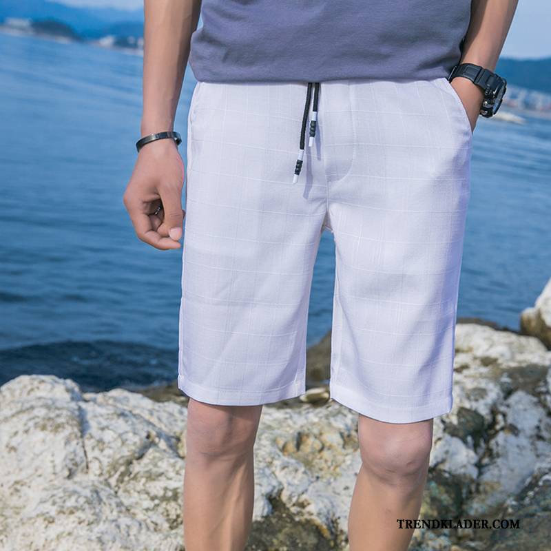 Shorts Herr Adolescens Casual Byxor Slim Fit Stranden Sommar Kortbyxor Himmelsblå