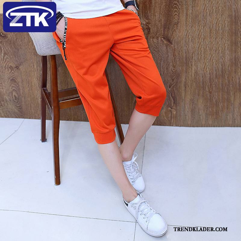 Shorts Herr Adolescens Trend Kortbyxor Casual Capri Byxor Sommar Mörk Blå Orange