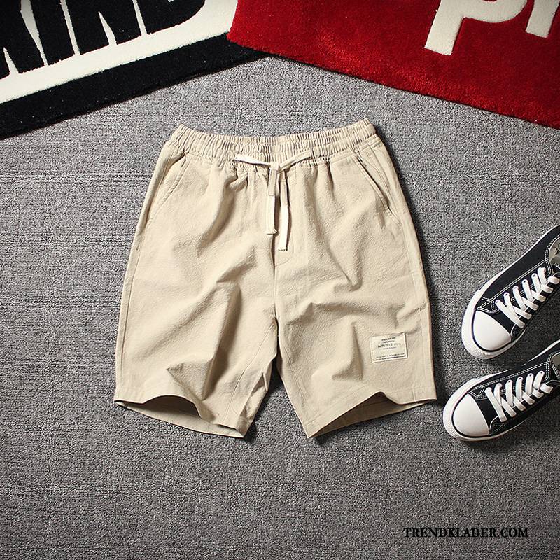 Shorts Herr Casual Kortbyxor Trend Sport Linne Sommar Khaki