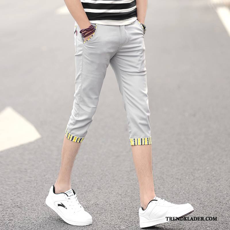 Shorts Herr Casual Slim Fit Kortbyxor Stretch Tunn Capri Byxor Brun