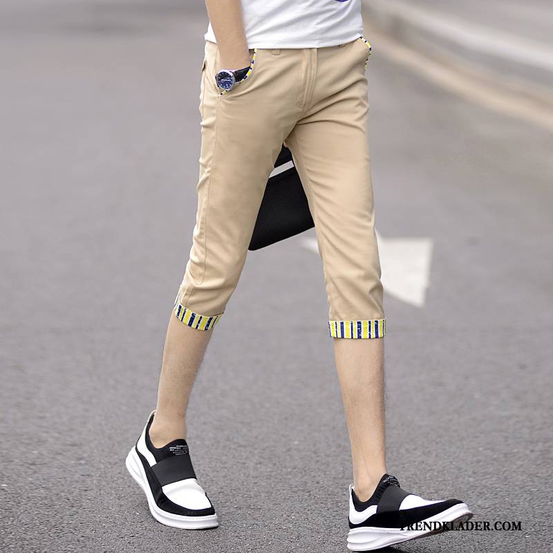 Shorts Herr Casual Slim Fit Kortbyxor Stretch Tunn Capri Byxor Brun