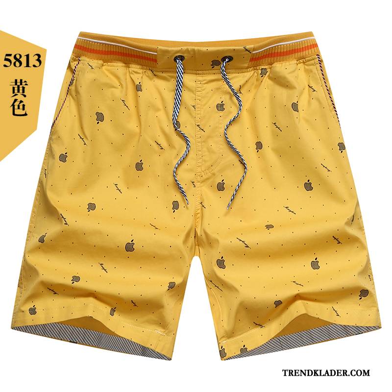 Shorts Herr Lösa Casual Stor Par Stranden Sommar Orange Gul