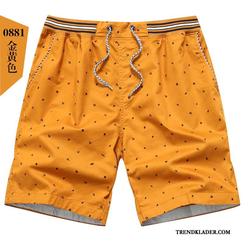 Shorts Herr Lösa Casual Stor Par Stranden Sommar Orange Gul