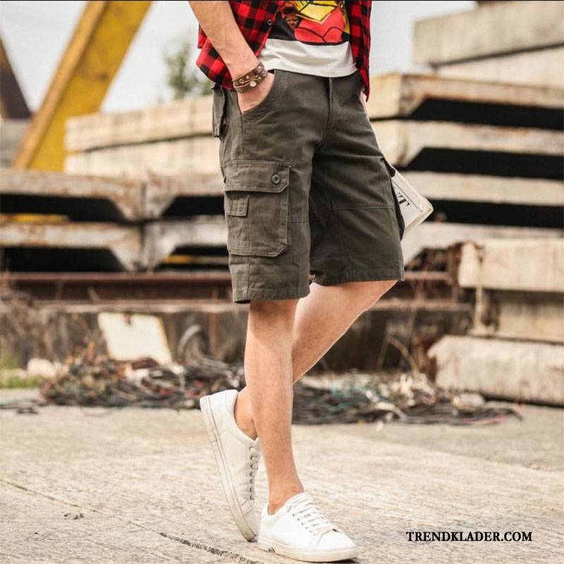 Shorts Herr Med Fickor Trend Cargo Stranden Casual Byxor Sommar Camouflage Khaki