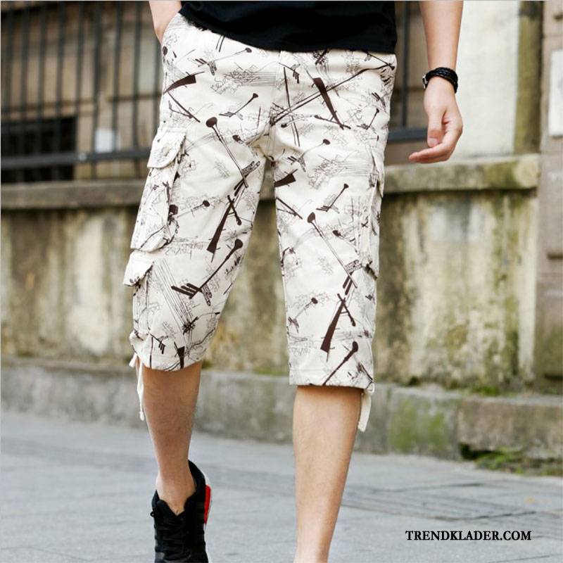 Shorts Herr Med Fickor Trend Cargo Stranden Casual Byxor Sommar Camouflage Khaki