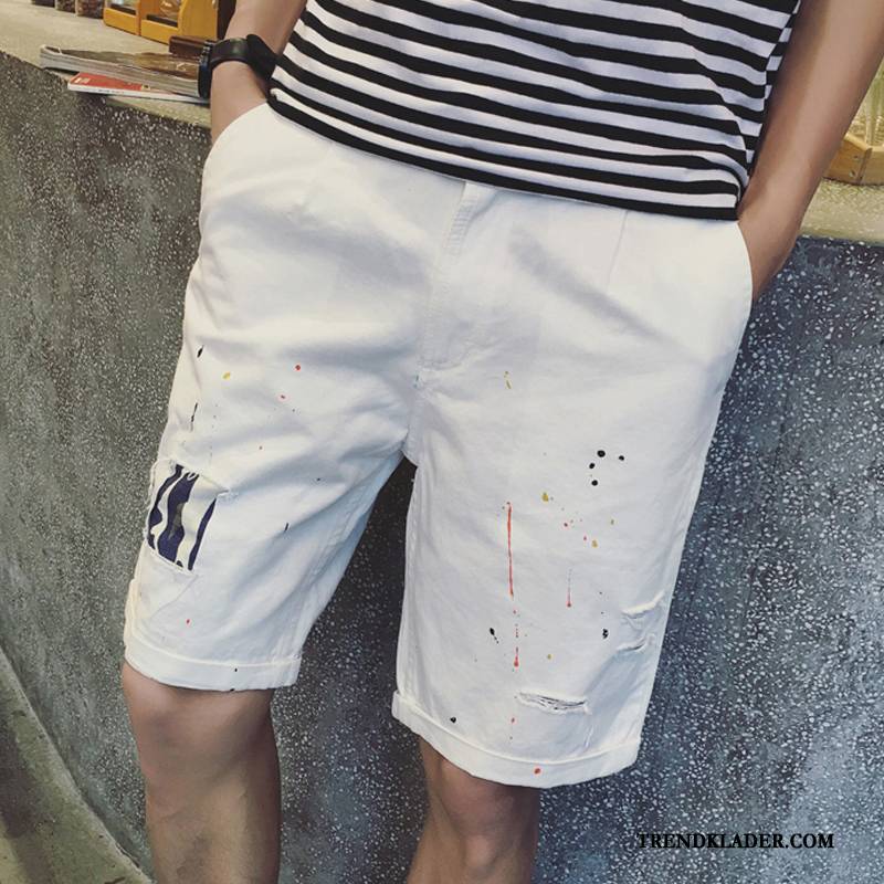 Shorts Herr Sommar Trend Slim Fit Ny Cargo Casual Byxor Vit