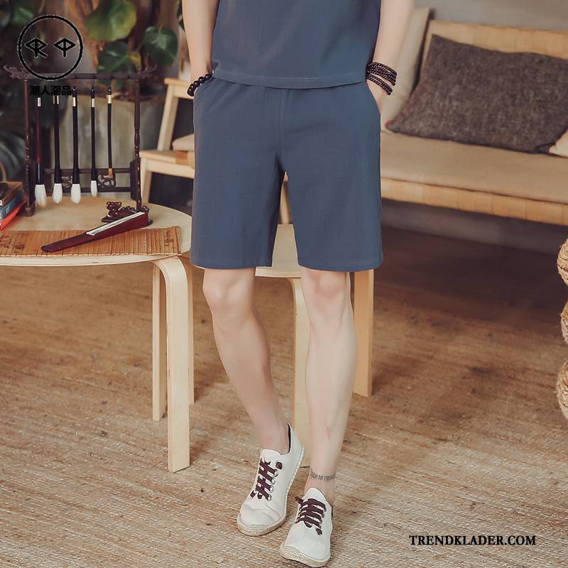 Shorts Herr Stranden Casual Trend Linne Lösa Kortbyxor Army Grön