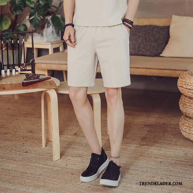 Shorts Herr Stranden Casual Trend Linne Lösa Kortbyxor Army Grön