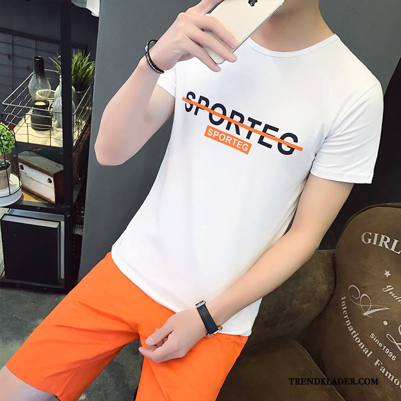 Sportkläder Herr Capri Byxor Tunn Dräkter Slim Fit Sommar Student Svart