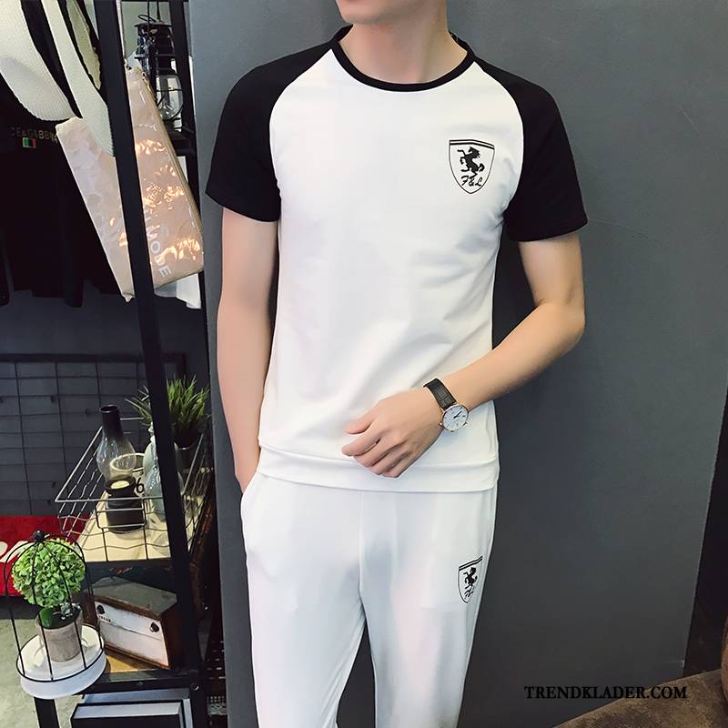 Sportkläder Herr Capri Byxor Tunn Dräkter Slim Fit Sommar Student Svart