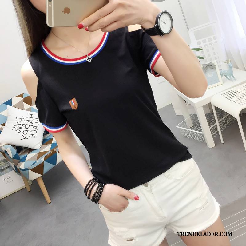 T-shirt Dam Casual Toppar 2018 Trend Student Slim Fit Gul