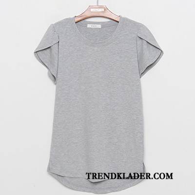 T-shirt Dam Toppar Slim Fit Kortärmad Bomull Rund Hals Trend Till Svart