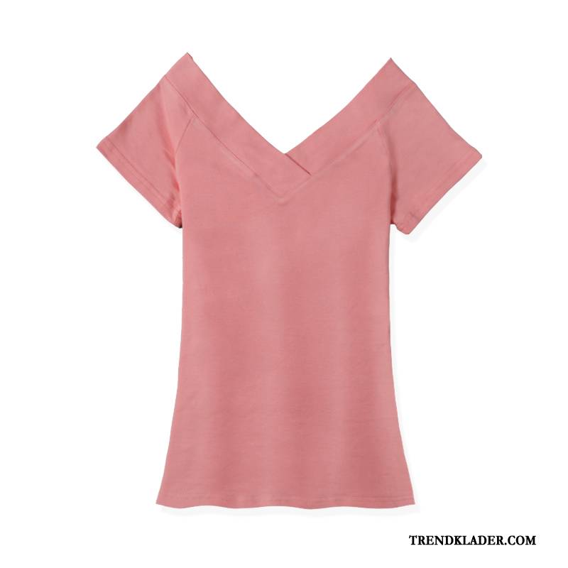 T-shirt Dam Toppar Slim Fit Trend Ny Strapless Bottenskjorta Rosa Röd