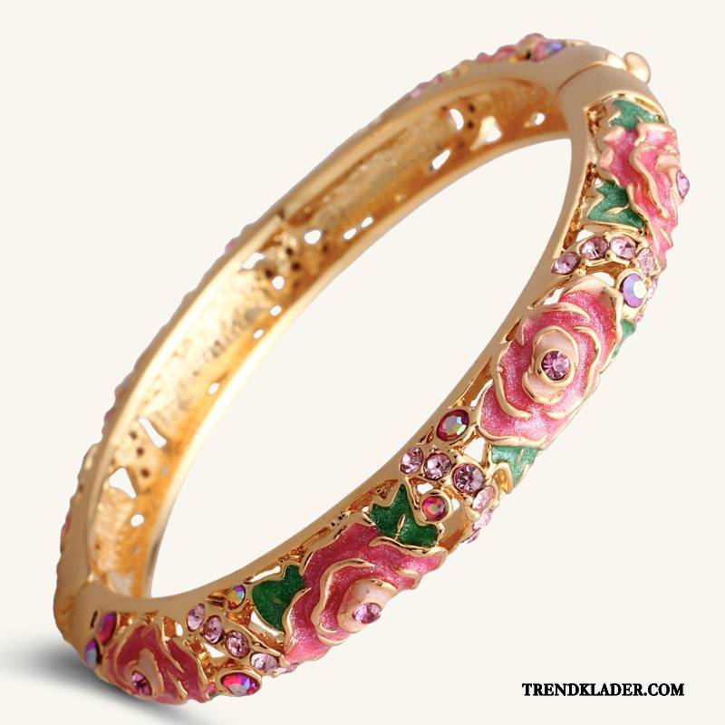 Armband Dam Accessoar Etnisk Blommor Kristall Födelsedagspresent Rose Guld Blå Vit