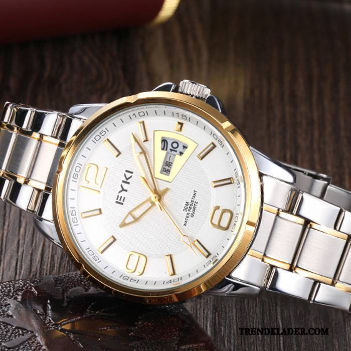 Armbandsur Herr Elegant Medelåldern Vattentät Kalender Dad Casual Guld