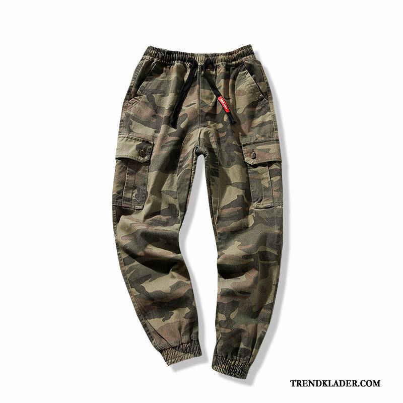 Cargobyxor Herr Vår Casual Byxor Student Trend Harlan Snäv Camouflage Army Grön