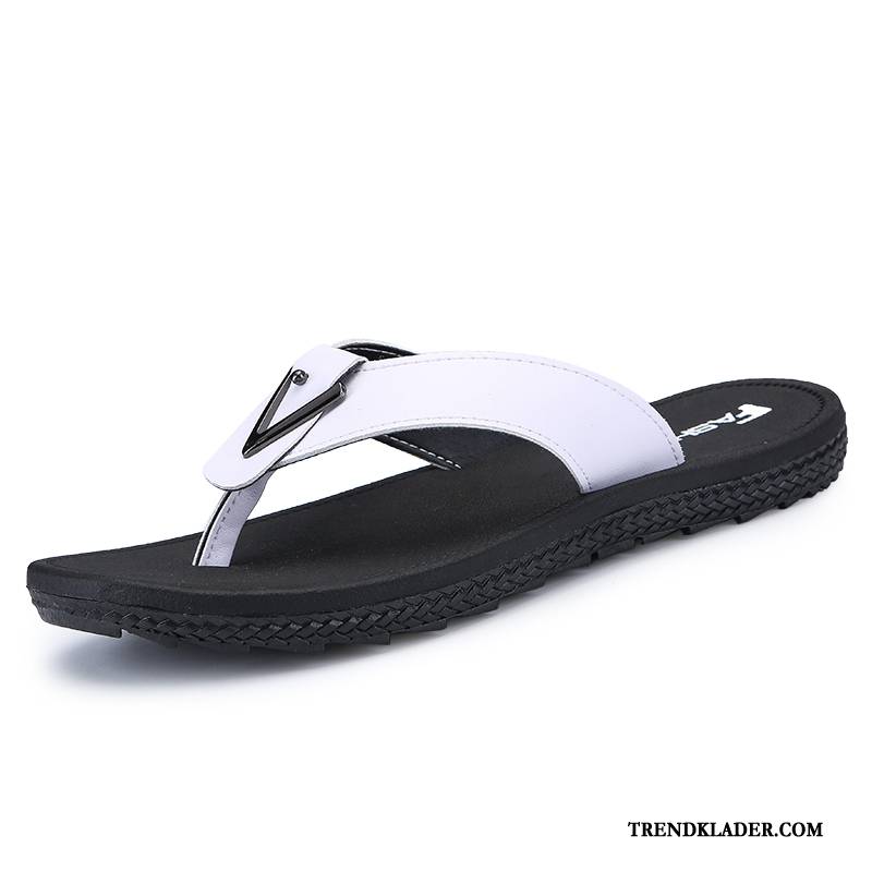 Flip Flop Herr Casual Tofflor Flip Flops Stranden Personlighet Ytterkläder Vit