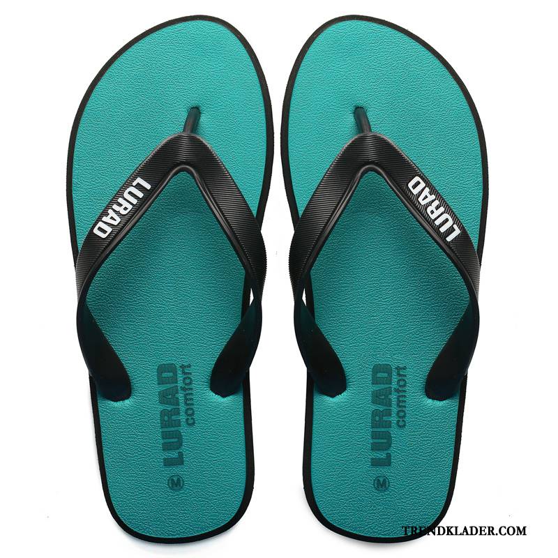 Flip Flop Herr Gummi Casual Sommar Glidskydds Tofflor Stranden Grön