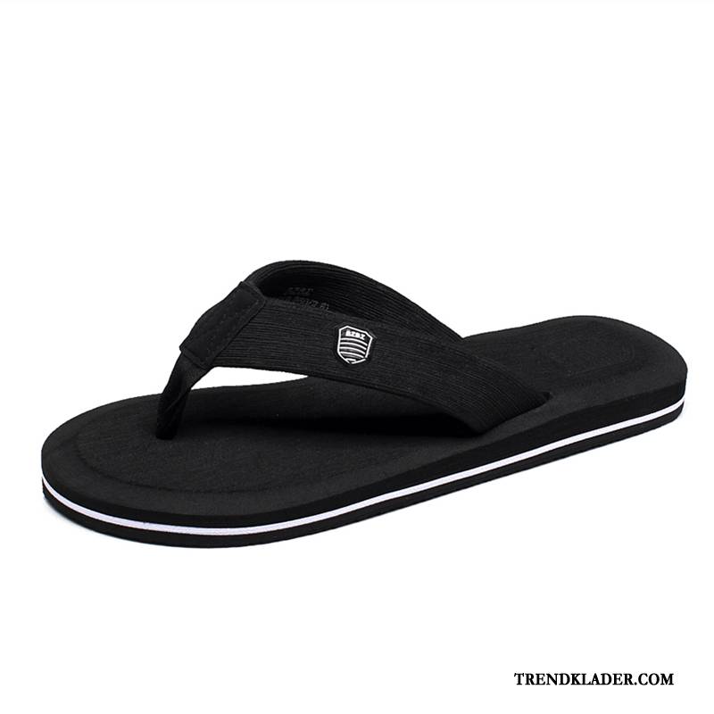 Flip Flop Herr Platta Flip Flops Stranden Casual Andningsbar Sommar Svart